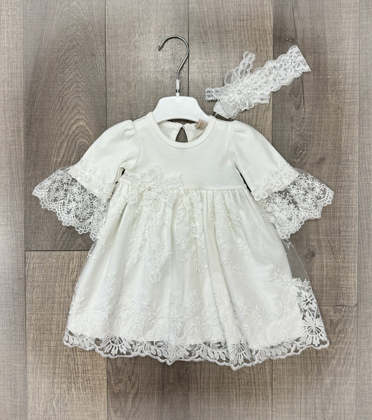 Infant Onesie w/Skirt Overlay, Headband