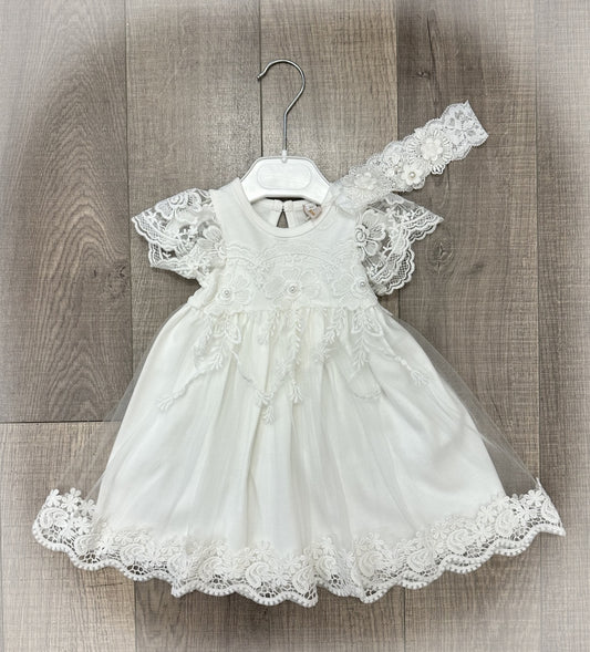 Infant Onesie w/Skirt Overlay, Headband