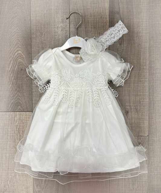 Infant Onesie w/Skirt Overlay, Headband