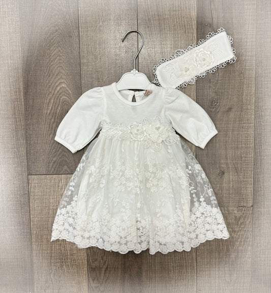 Infant Onesie w/Skirt Overlay, Headband