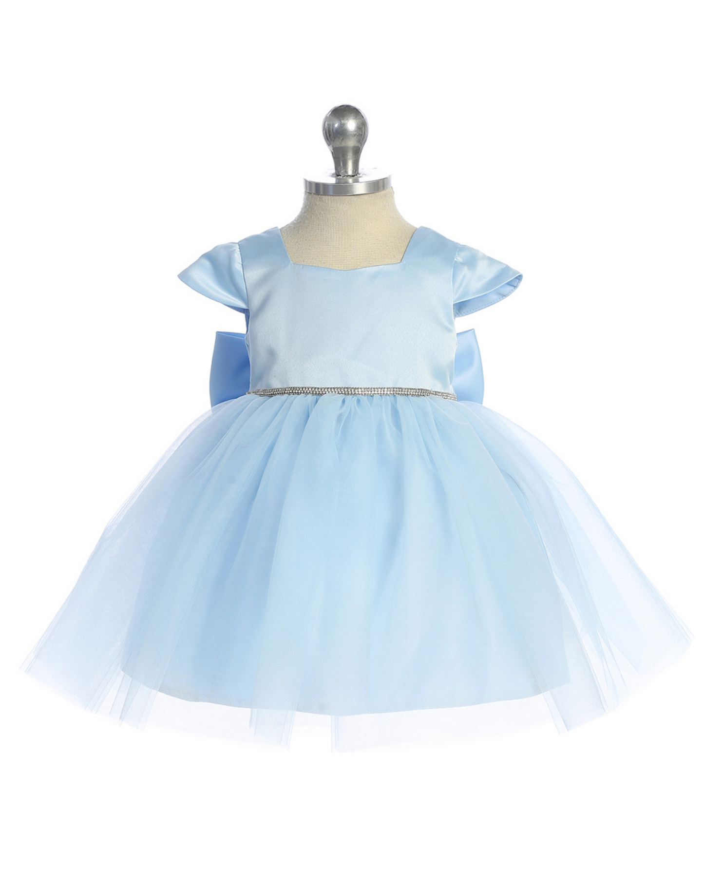 Infant Satin Dress with Rhinestone Waist