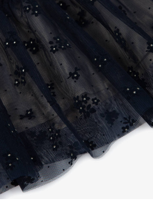 Mayoral Girls Navy Blue Floral Tulle Dress