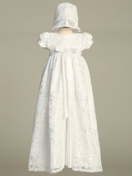 "Suzanna" Lace Overlay Gown w/Bonnet