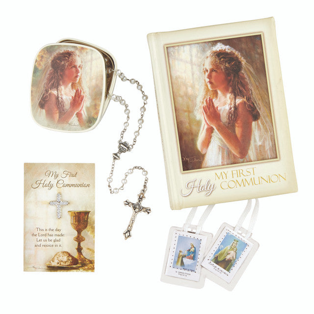 K.Fincher First Communion Gift Set Girl Book/Rosary/Pin