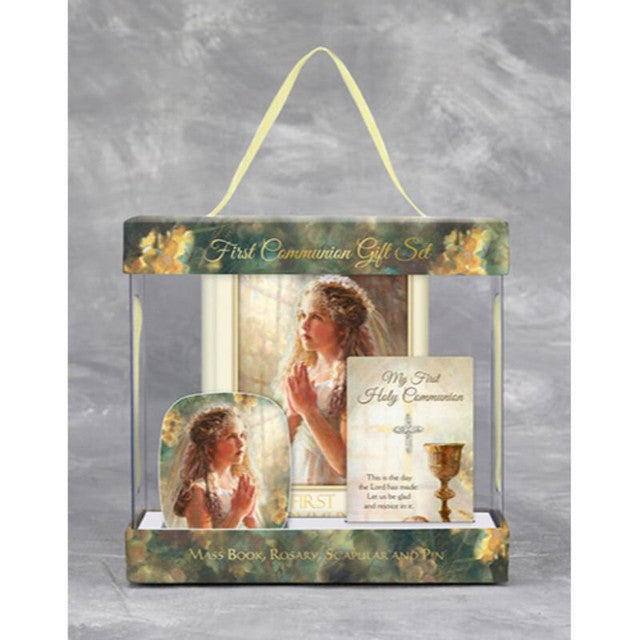 K.Fincher First Communion Gift Set Girl Book/Rosary/Pin
