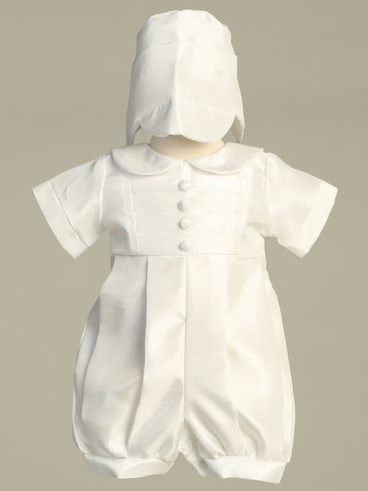 Shantung romper with matching hat
