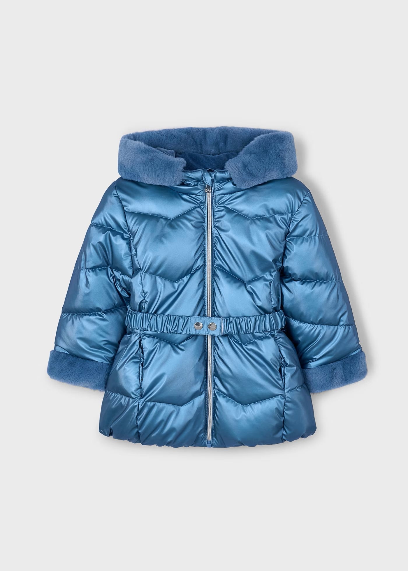Mayoral Girl Metallic Belted Puffer Jacket