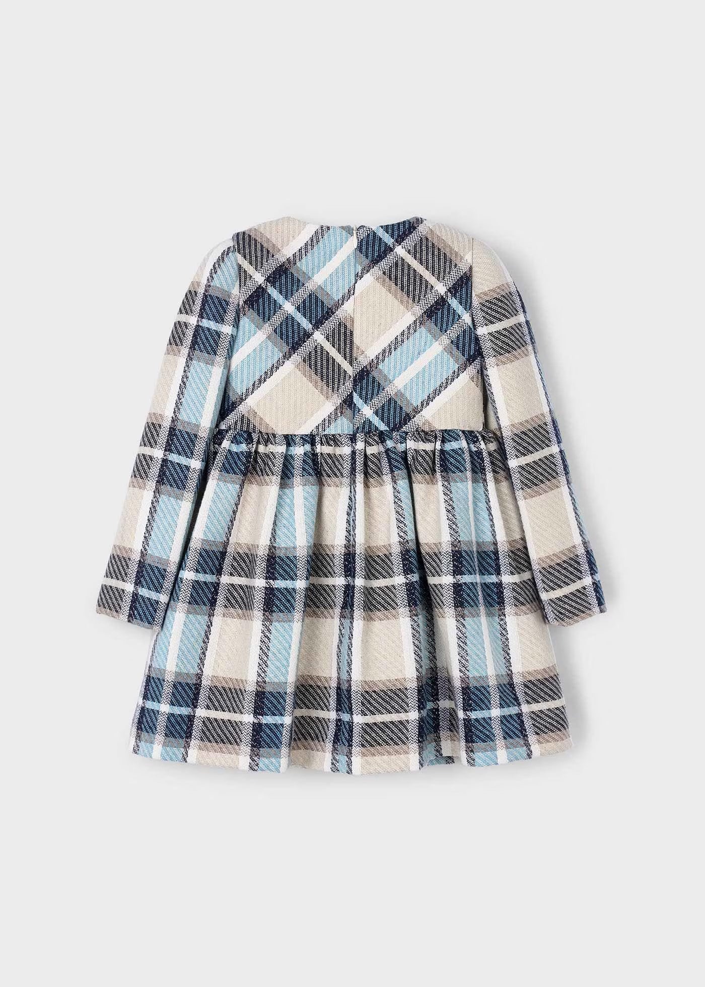 Mayoral Plaid Dress w/Velvet Bow