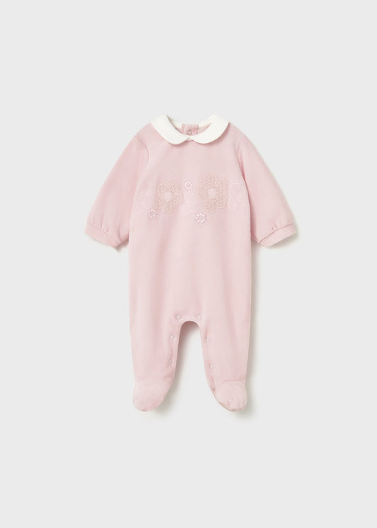 Mayoral Collared Velour Footie