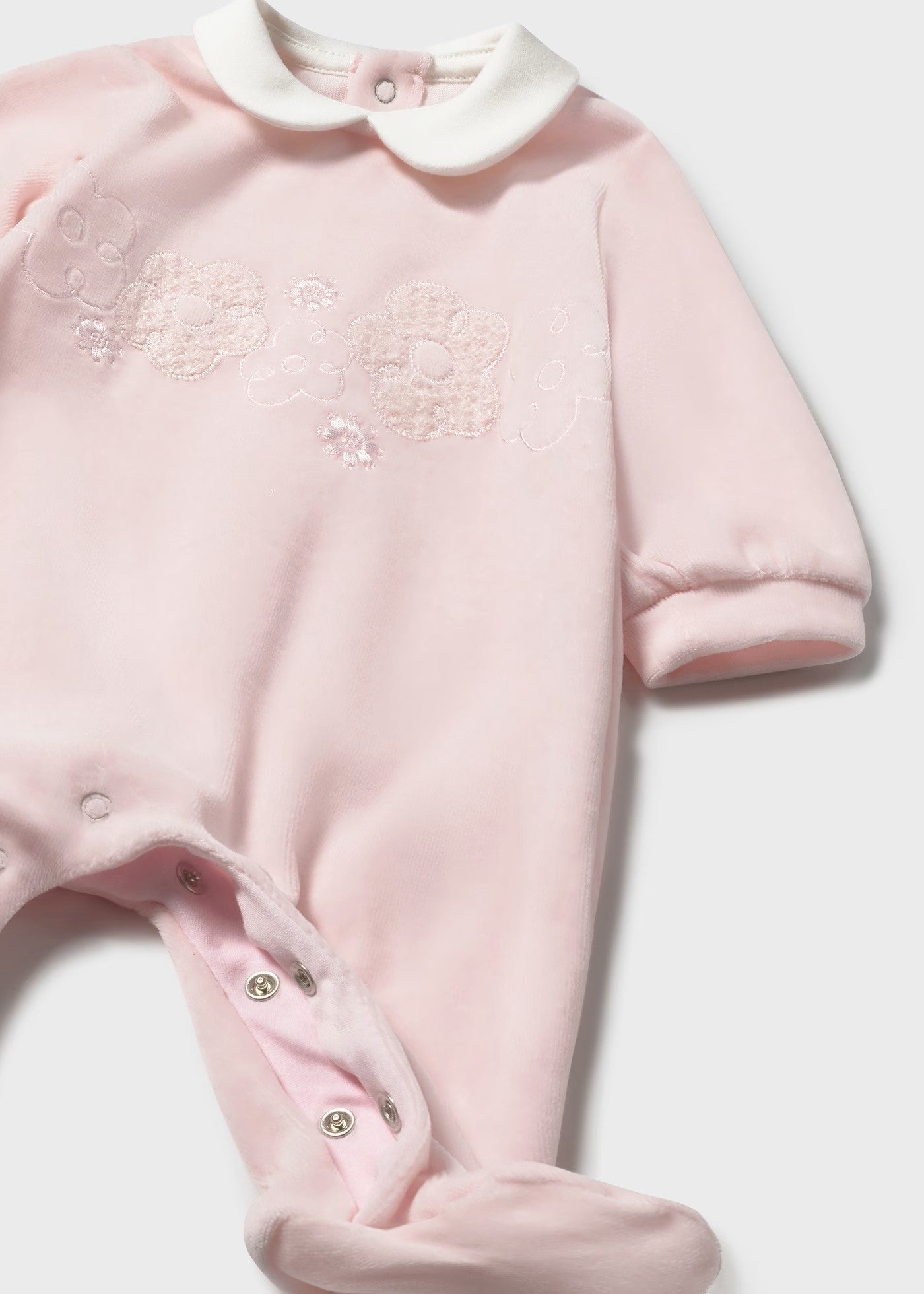Mayoral Collared Velour Footie