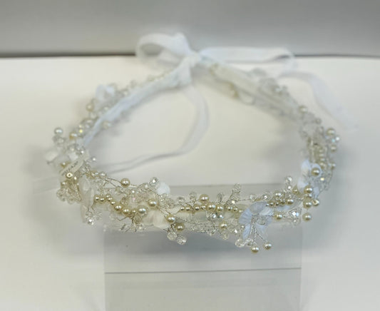 AB 3D Headband with Flowers and Pearls