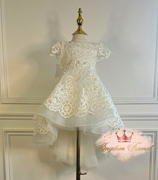 Infant Hi Low Dress w/Lace Applique