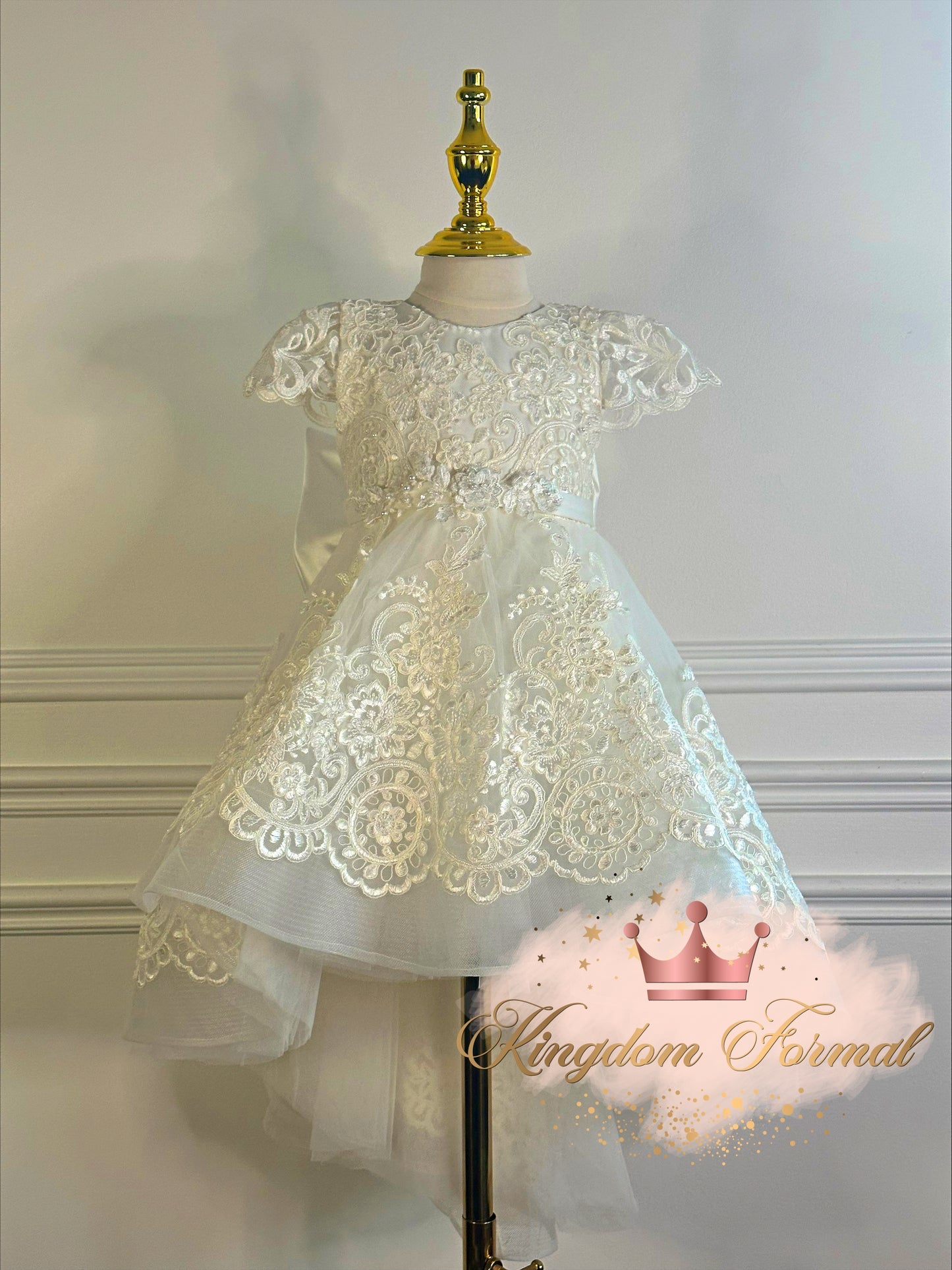 Infant Hi Low Dress w/Lace Applique