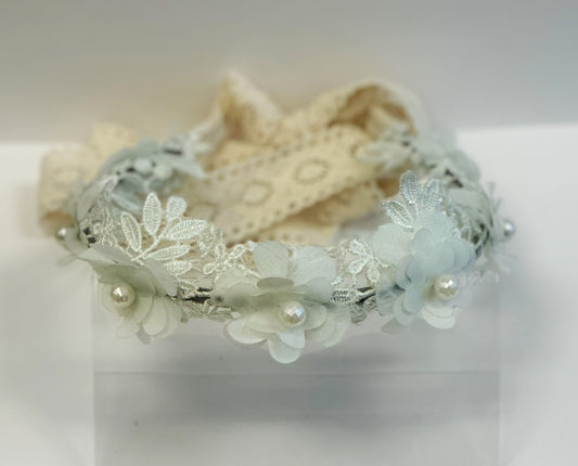 Hair Garland w/Lace, Pearl Accents