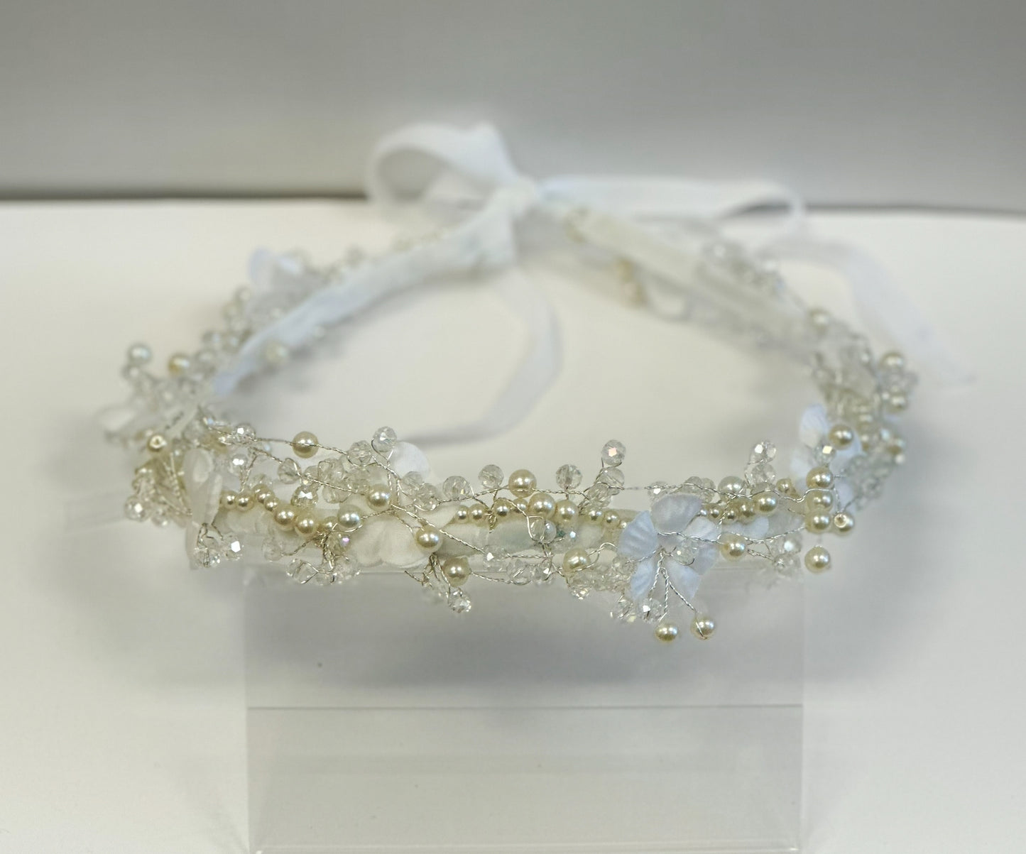 AB 3D Headband with Flowers and Pearls