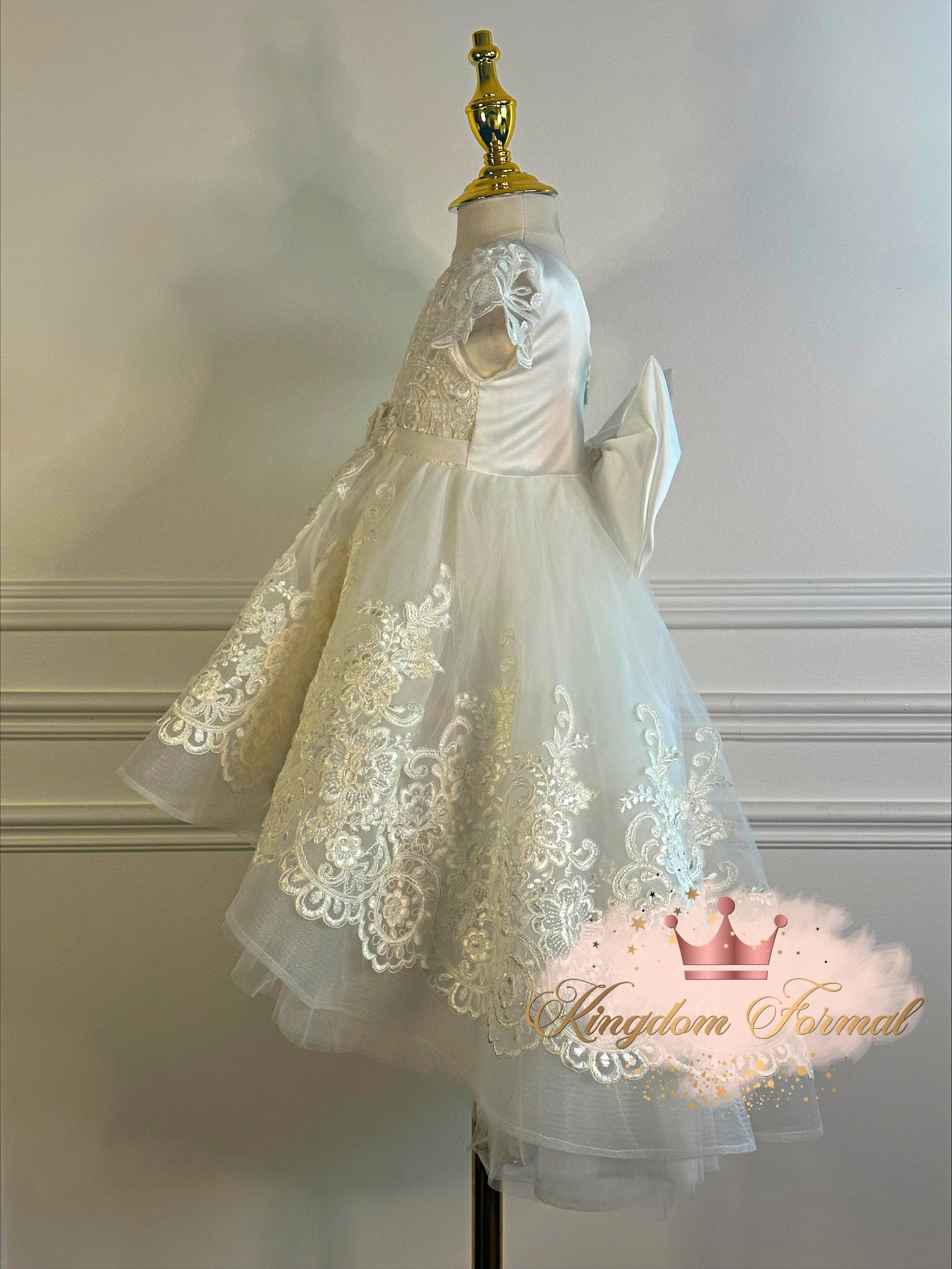 Infant Hi Low Dress w/Lace Applique