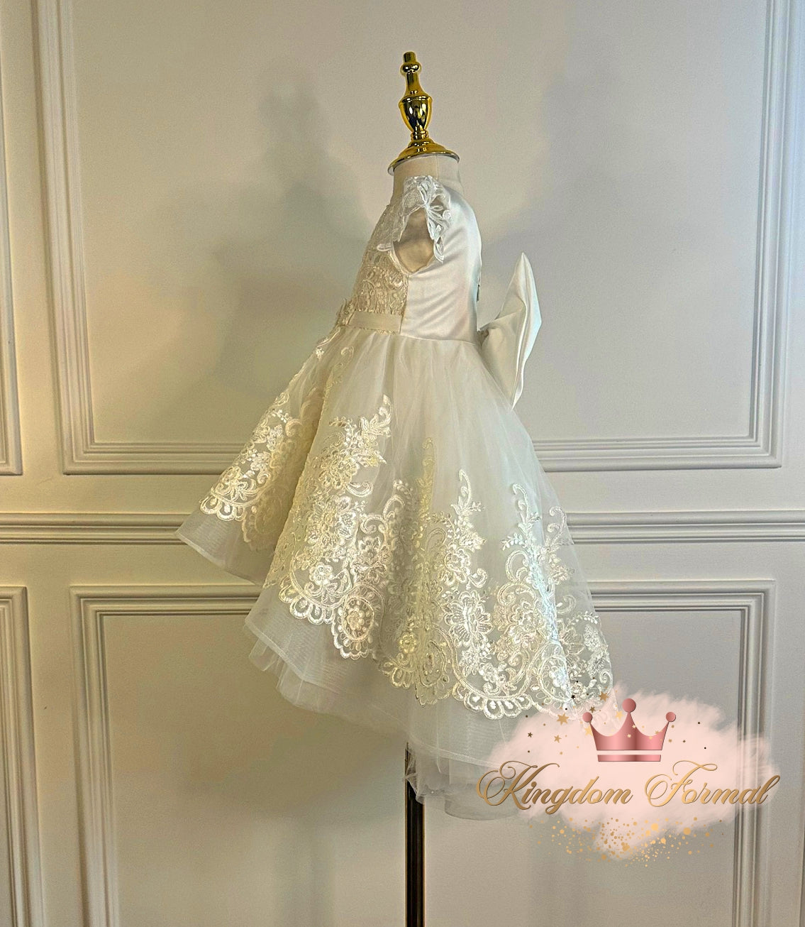 Infant Hi Low Dress w/Lace Applique