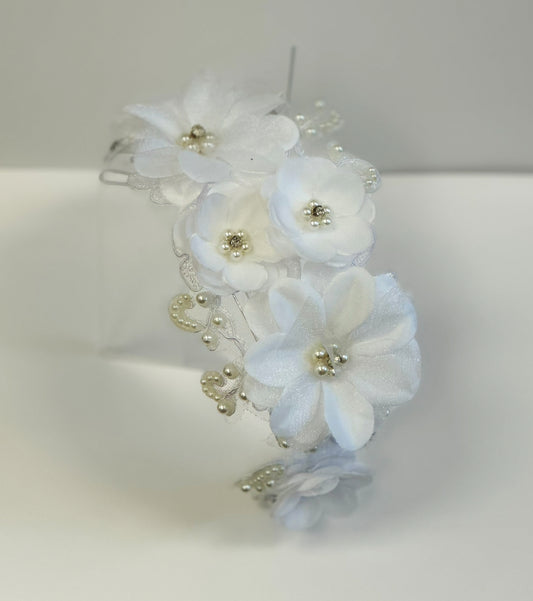 White Floral Sequin Headpiece