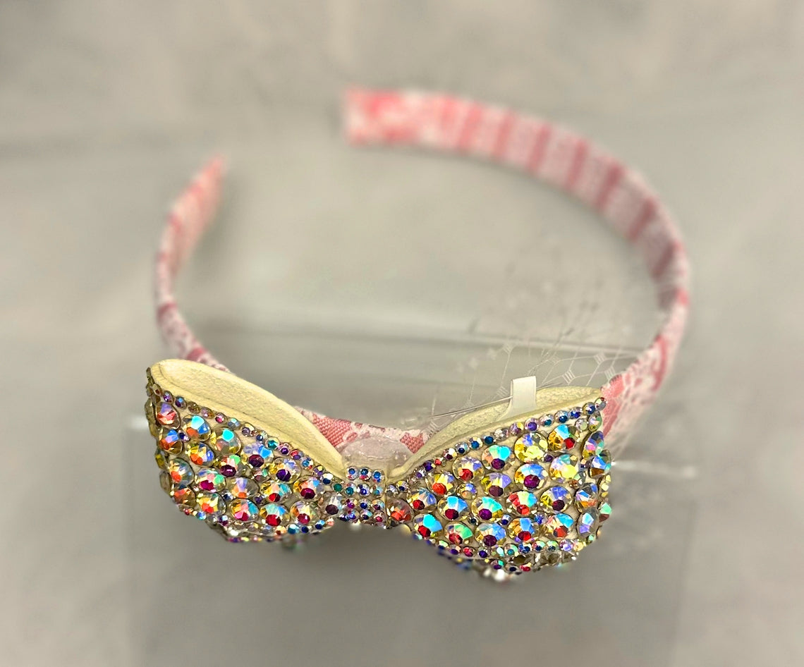 Pink Headband w/Rhinestone Bow