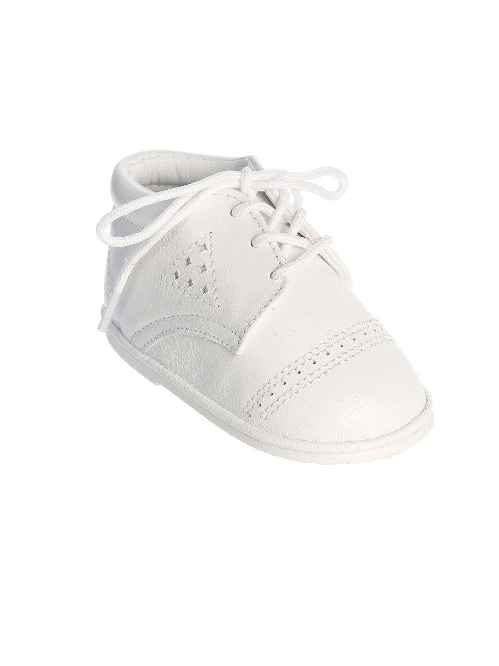 Boy’s Matte Baptism High Top Shoes with Cut Outs and Lace Up Tie
