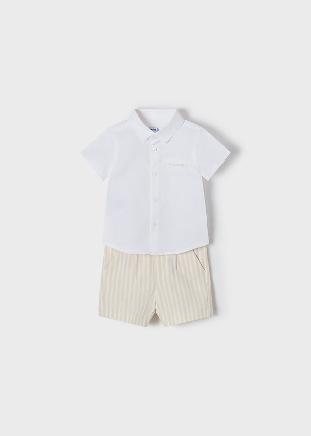 Mayoral Boys Dress Shirt & Striped Shorts Set