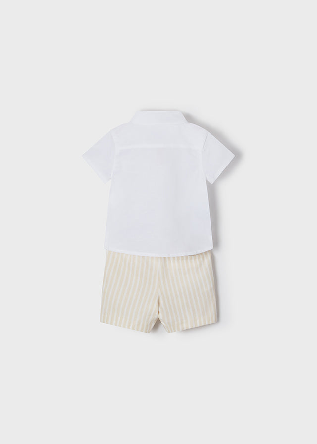 Mayoral Boys Dress Shirt & Striped Shorts Set