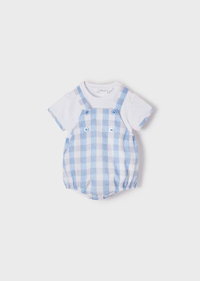 Mayoral Boys 2pc Gingham Romper Set