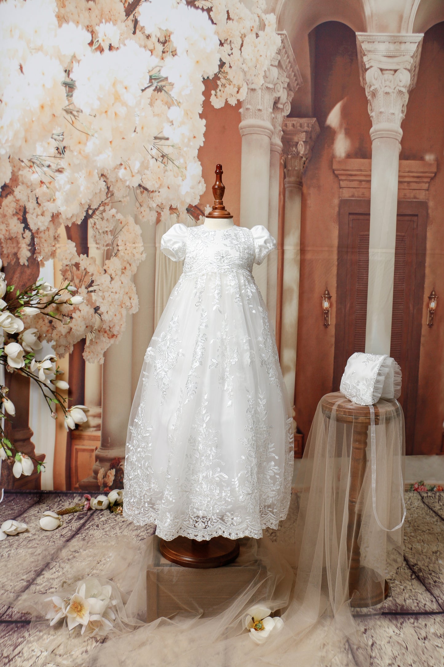 princess daliana communion dress Princess Daliana Embroidered with Metallic Lace High Low Dress, Bow 9M
