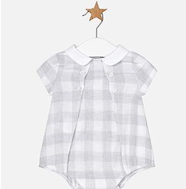 Mayoral Baby Boy Linen Plaid Romper