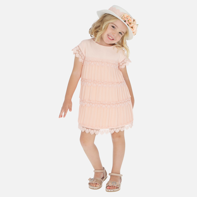 Mayoral Girls Pleated Guipur Dress
