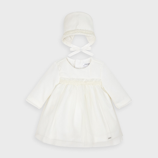 Mayoral Baby Girl Combined Ceremony Dress/Bonnet