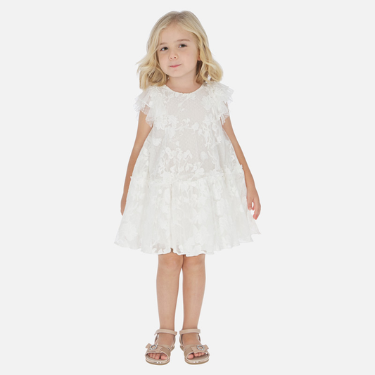 Mayoral Girl Embroidered Tulle Dress