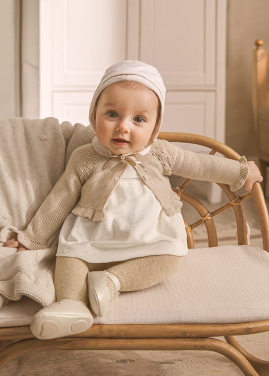 Mayoral Velvet Dress and Bonnet Set