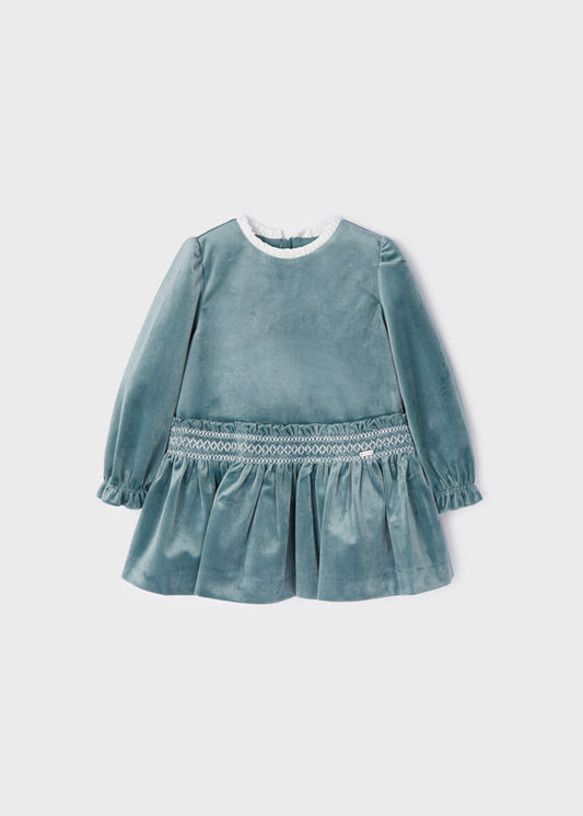 Mayoral Velvet Dress with Smocking