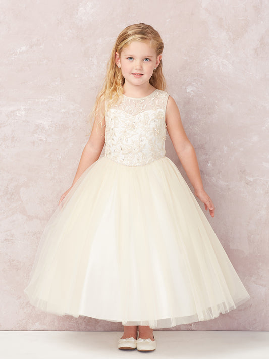 Gorgeous Illusion Neckline Bodice with a Lace Applique Bodice