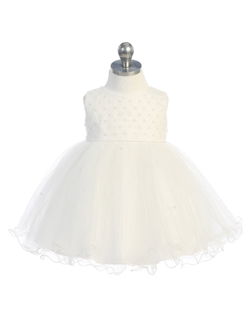 Infant Pearl, Lace Bodice Tulle Dress w/Pearl Waistline