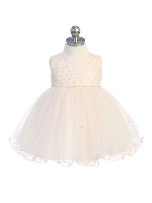 Infant Sleeveless Criss Cross Beaded Bodice with a Tulle Skirt