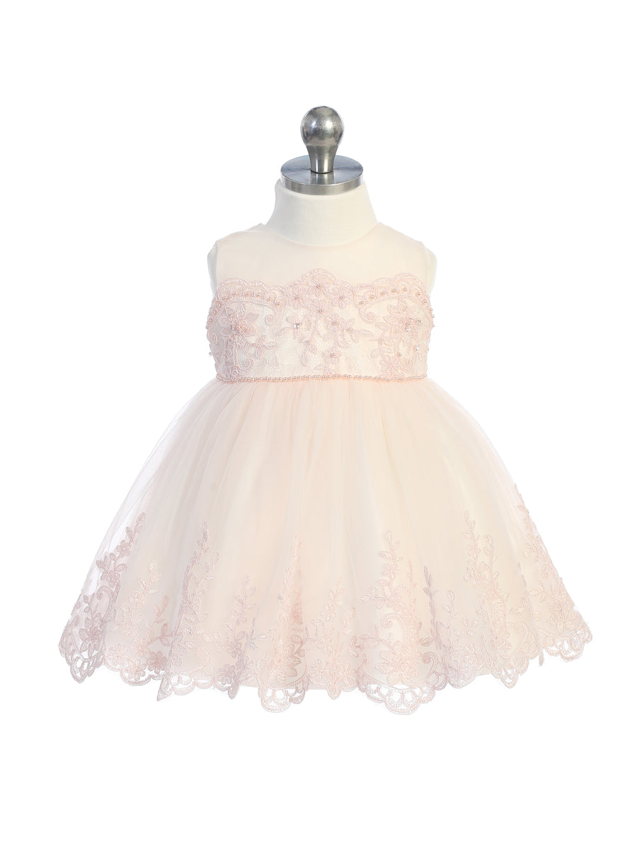 Infant Dress with Illusion Neckline