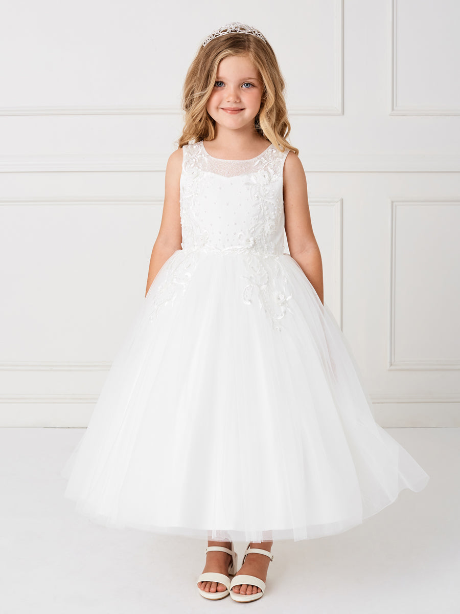 Girls Embroidered Tulle Dress