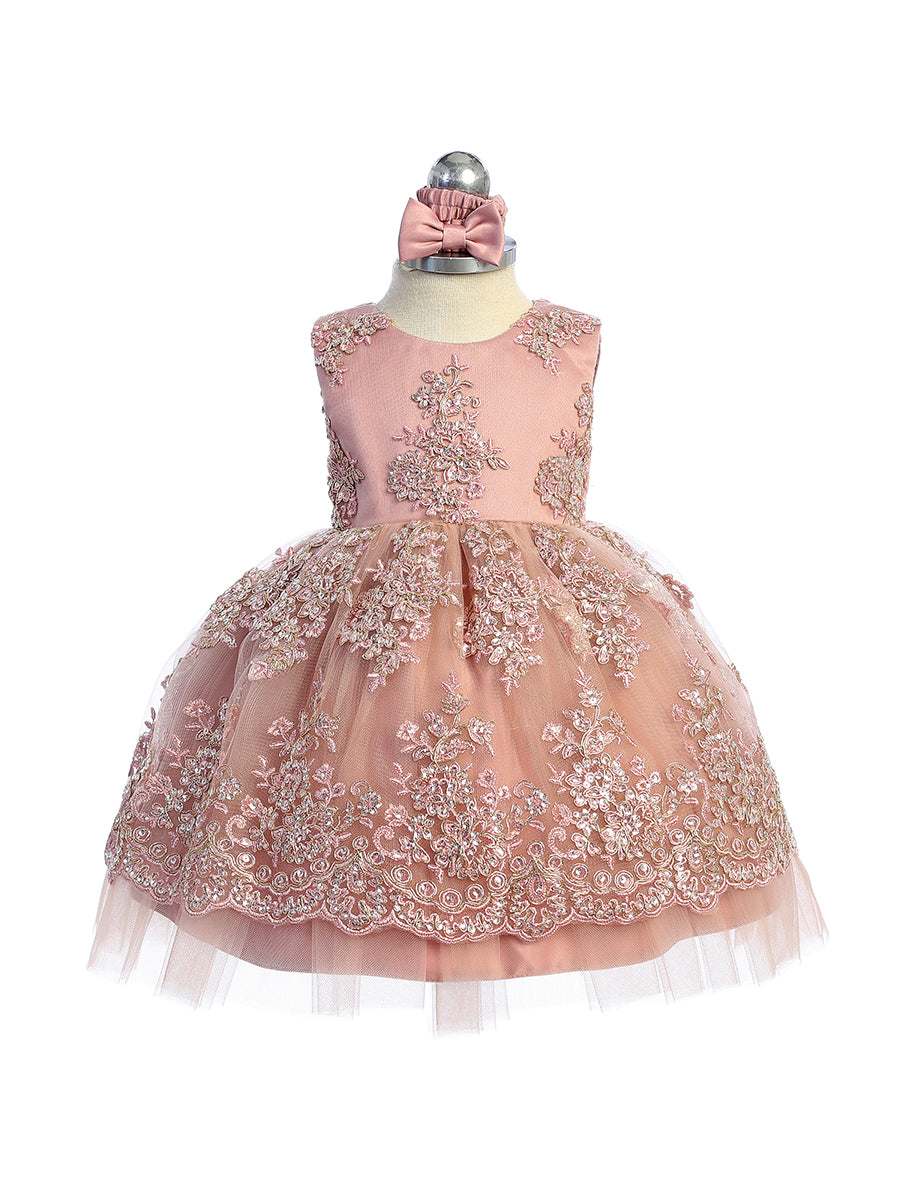 Infant Metallic Lace Embroidery Dress