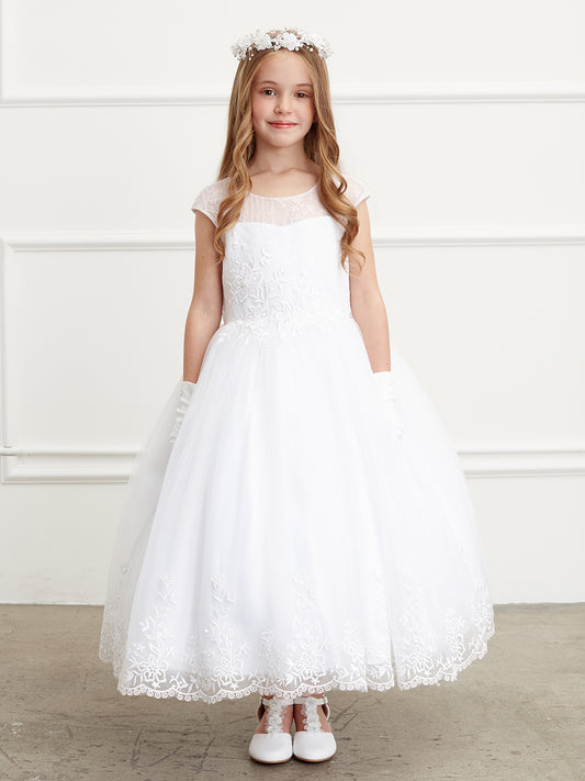 Girls Cap Sleeve Dress with Sweetheart Neckline