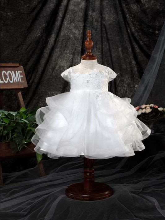 Princess Daliana Embroidered Tulle Infant Dress w/Pearls