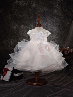 Princess Daliana Embroidered Tulle Infant Dress w/Pearls