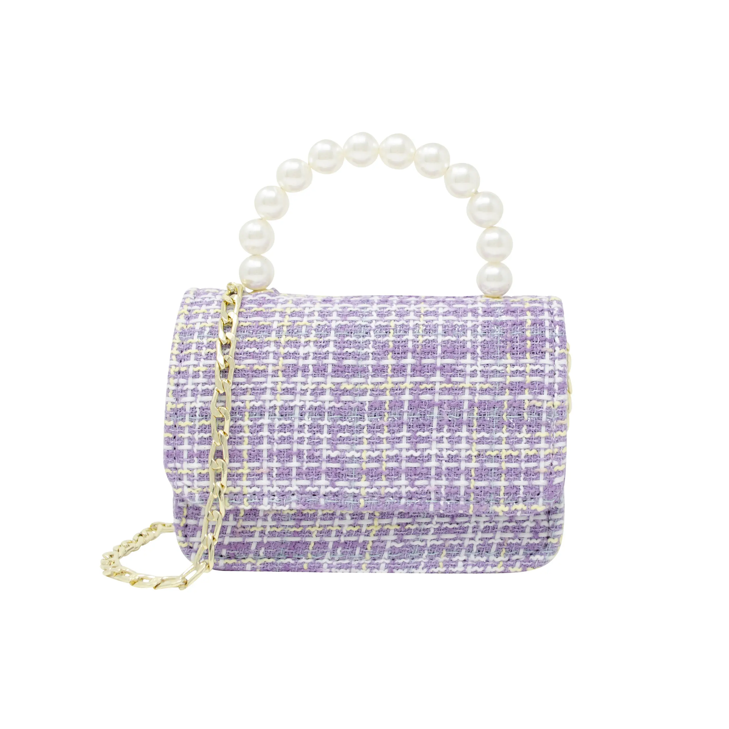 Purple Tweed Pearl Handle Purse