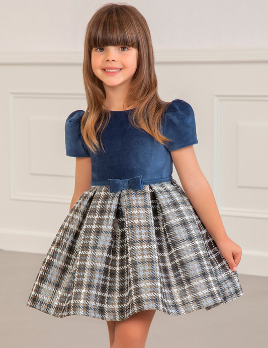 Abel & Lula Night Blue Plaid Jacquard Dress