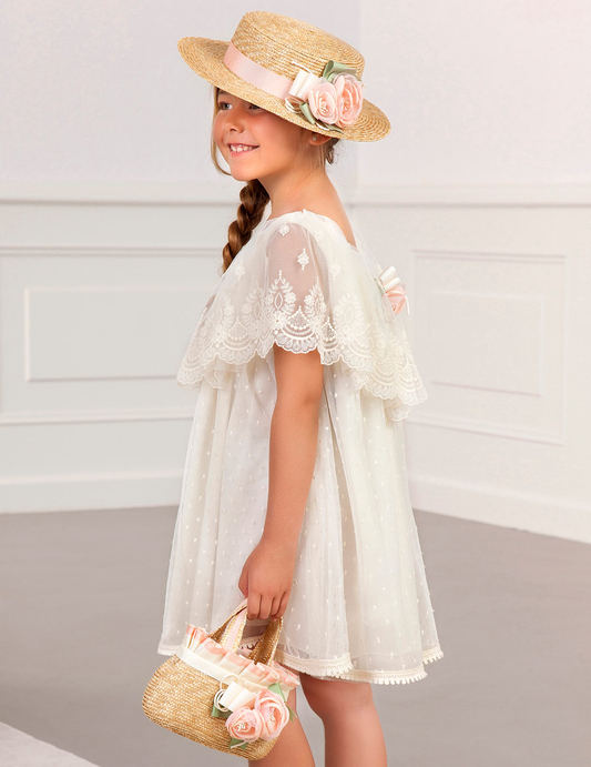 Abel & Lula Embroidered Tulle Ruffle Dress