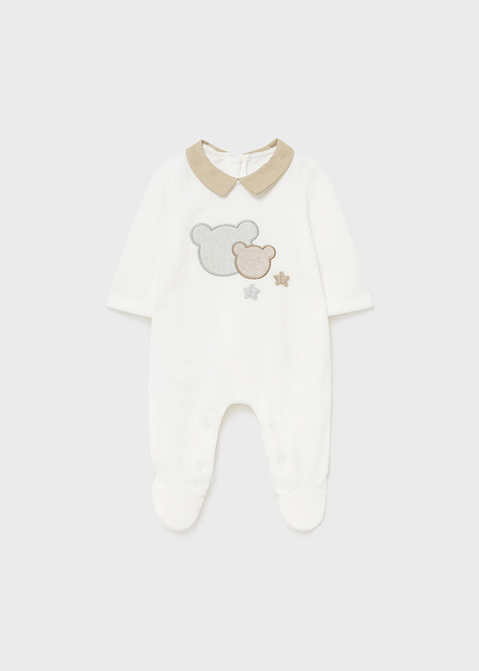 Mayoral Baby Velour Footie with Bears