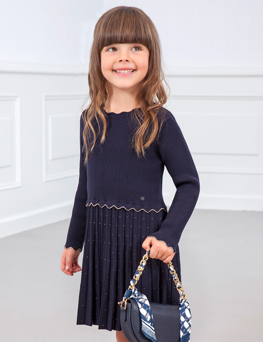Abel & Lula Navy Lurex Knit Dress