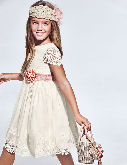 Abel & Lula Crudo Embroidered Tulle Dress