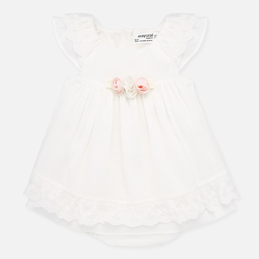 Mayoral Baby Girl Lace Trim Dress w/Roses